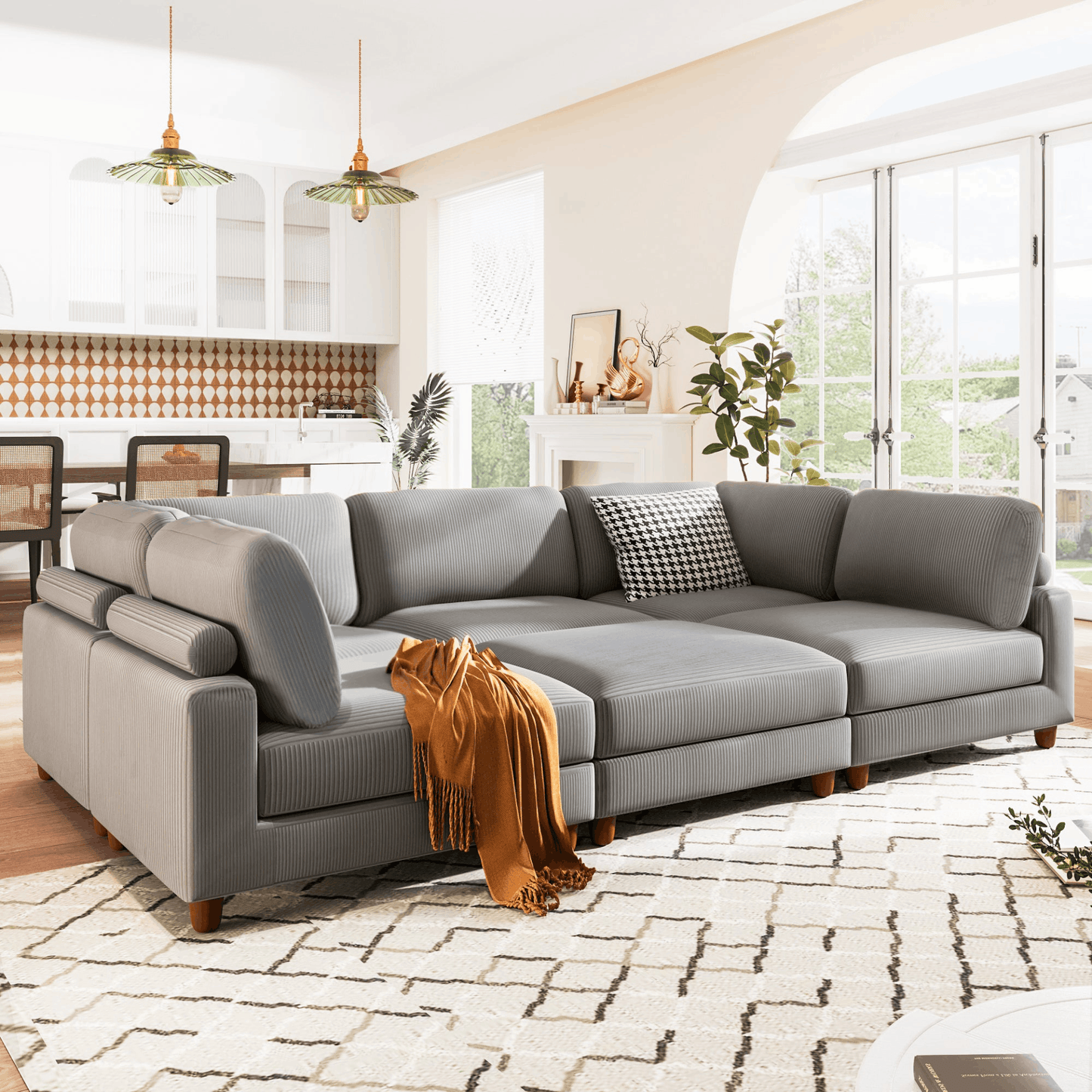 Modular Sectional Sofa with Ottoman