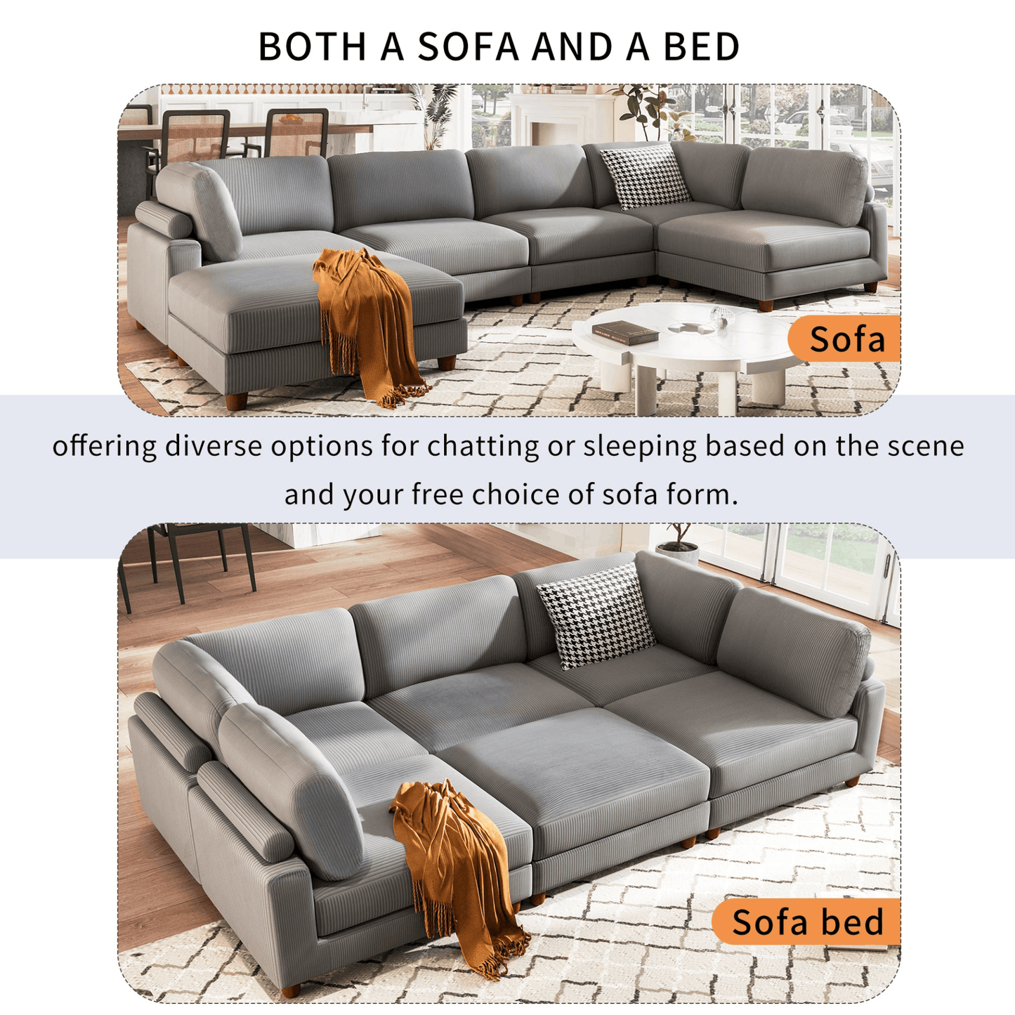 Modular Sectional Sofa with Ottoman