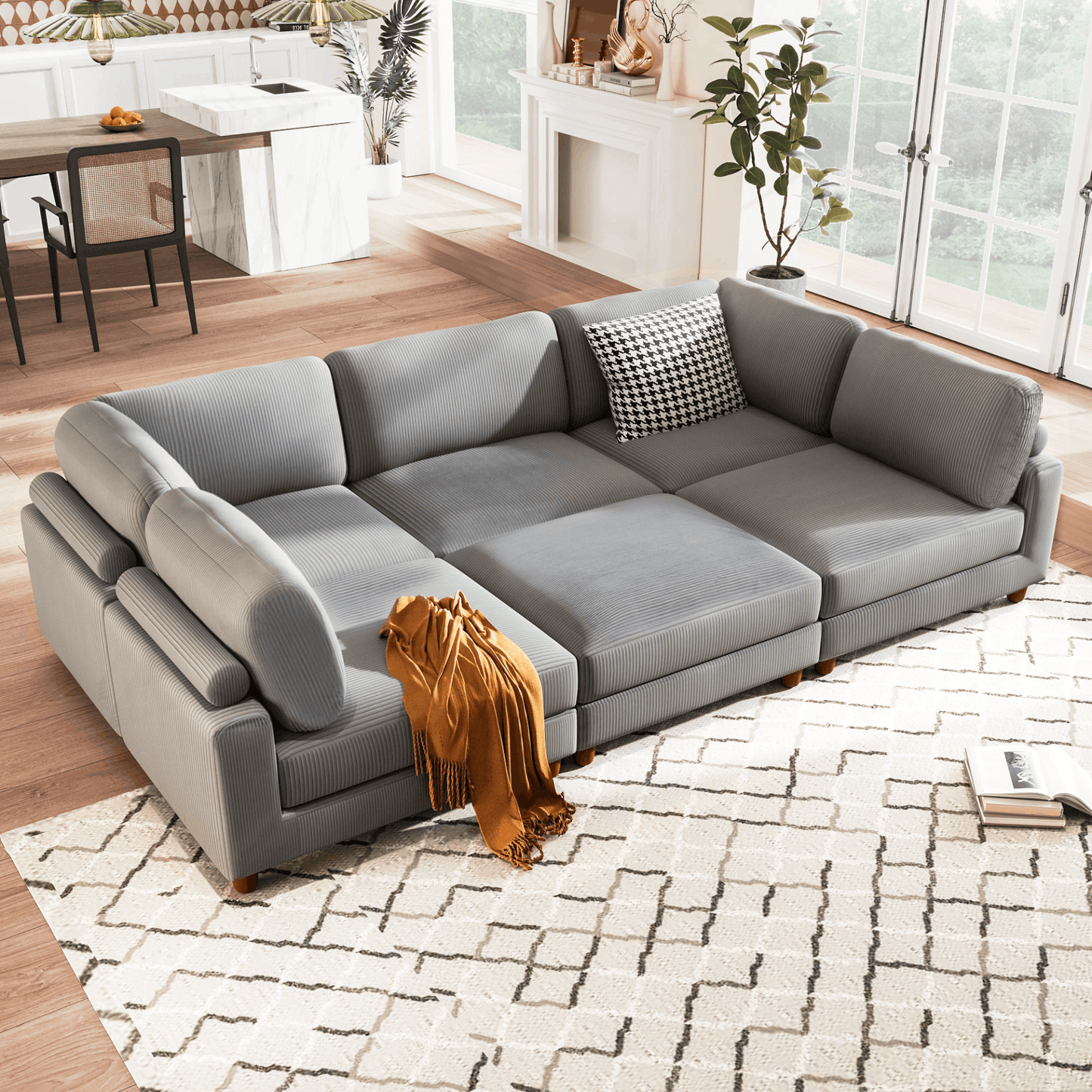 Modular Sectional Sofa with Ottoman