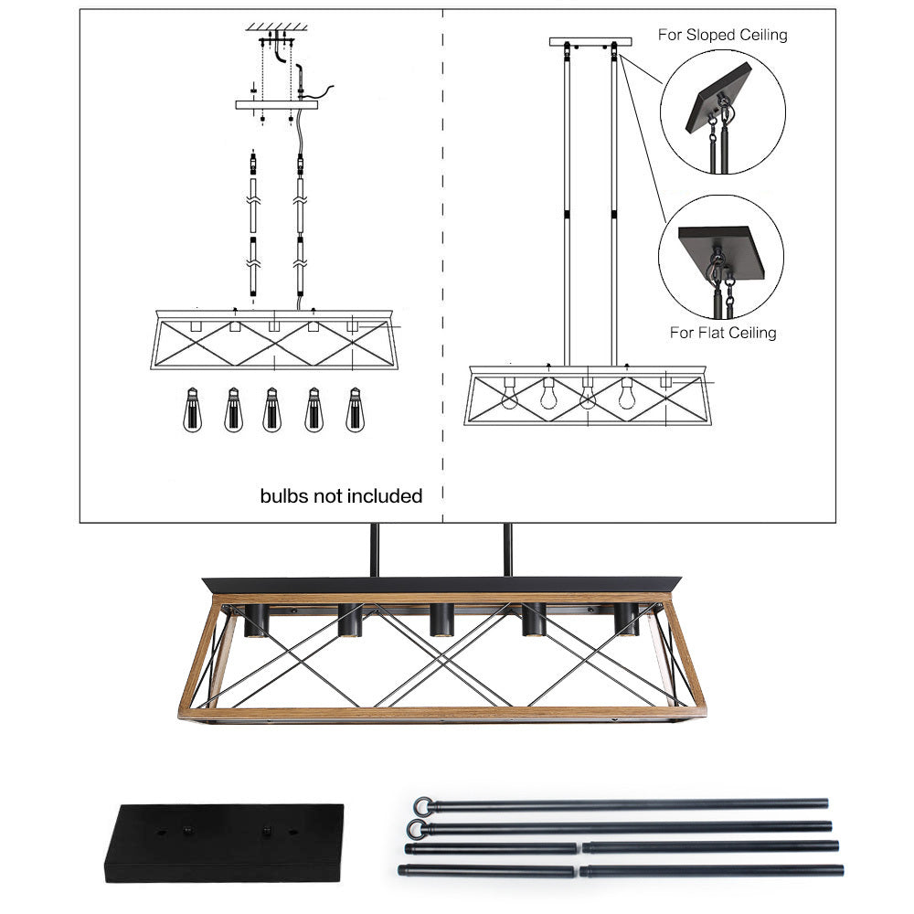 Farmhouse Chandeliers With 5 Bulbs