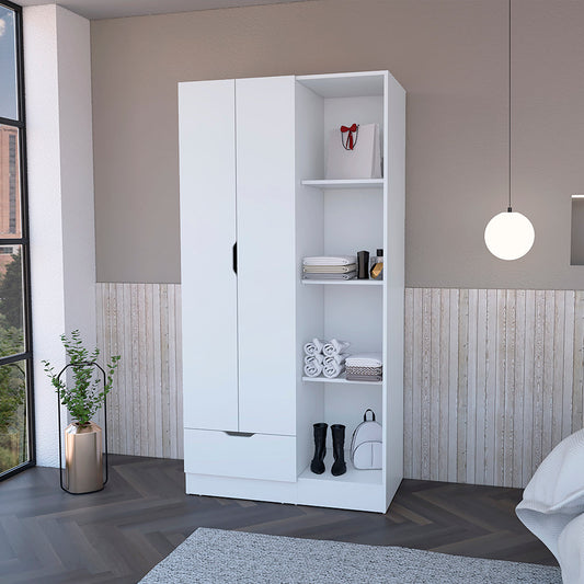 Armoire Closet with Shelves, Drawer and Double Door