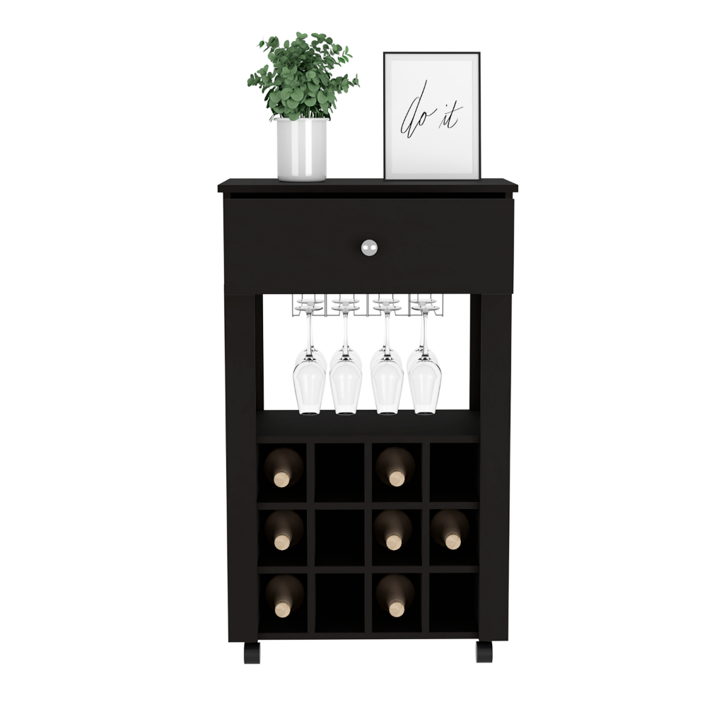 Bar Cart With Twelve Wine Cubbies