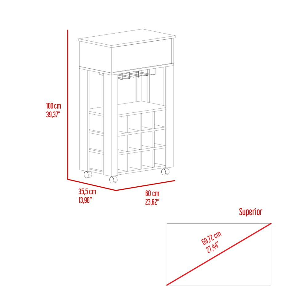 Bar Cart With Twelve Wine Cubbies