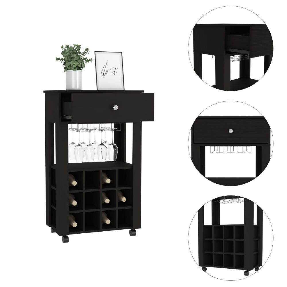 Bar Cart With Twelve Wine Cubbies