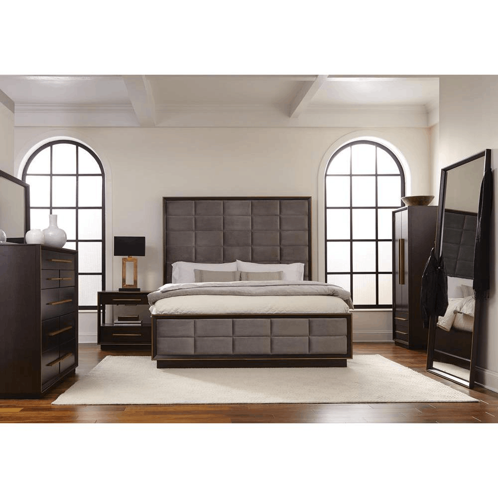 Queen Panel Bedroom 5 Set Grey and Smoked Peppercorn