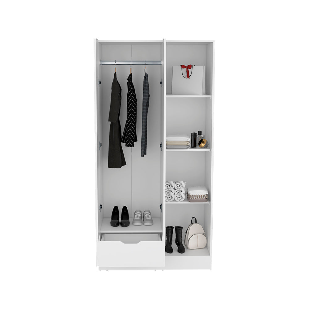 Armoire Closet with Shelves, Drawer and Double Door