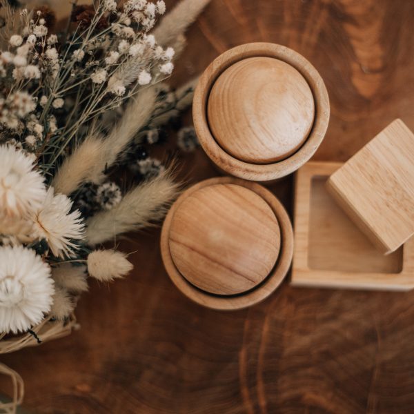 Wooden Montessori Egg, Ball and Cube set