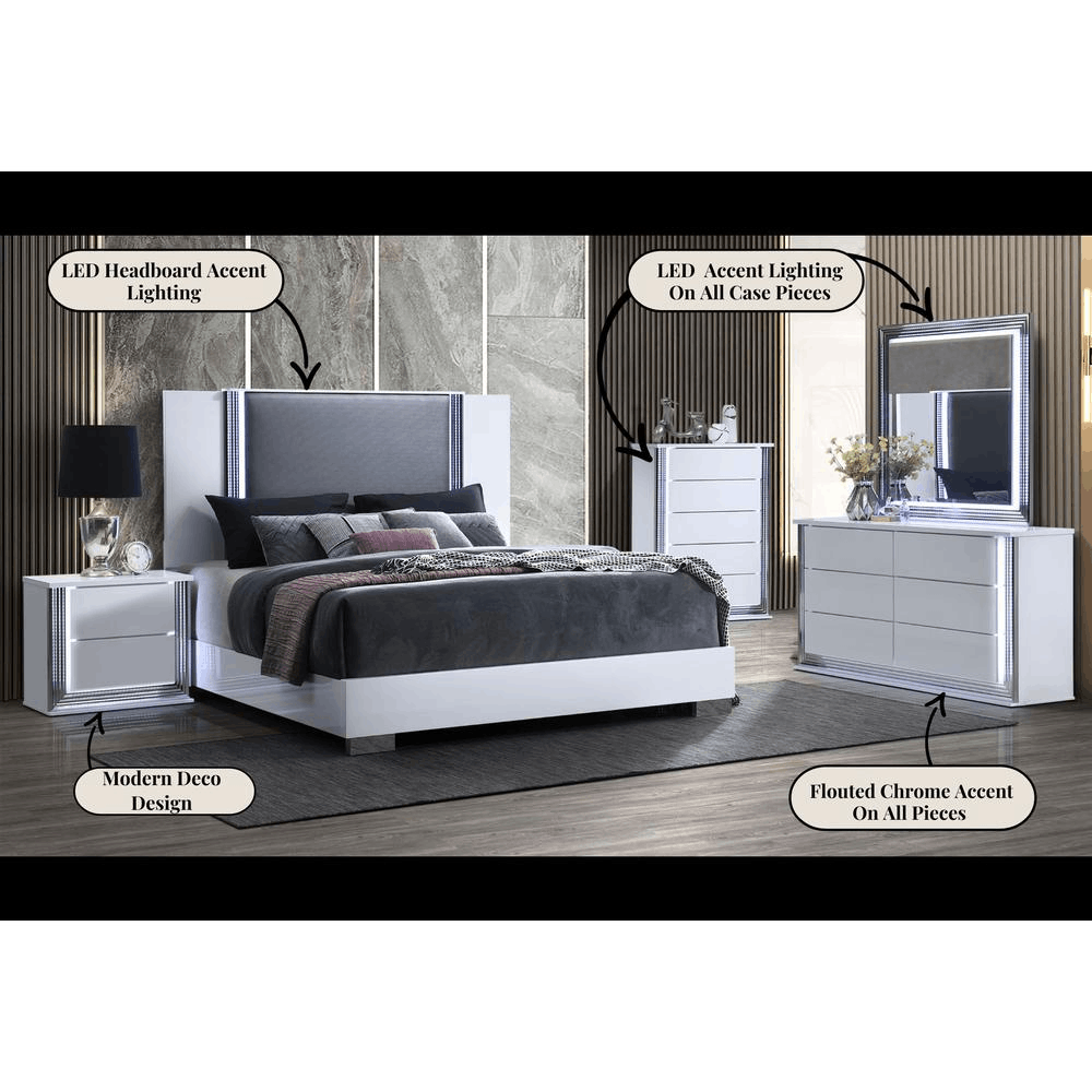 Smooth White Kingsize bedroom set