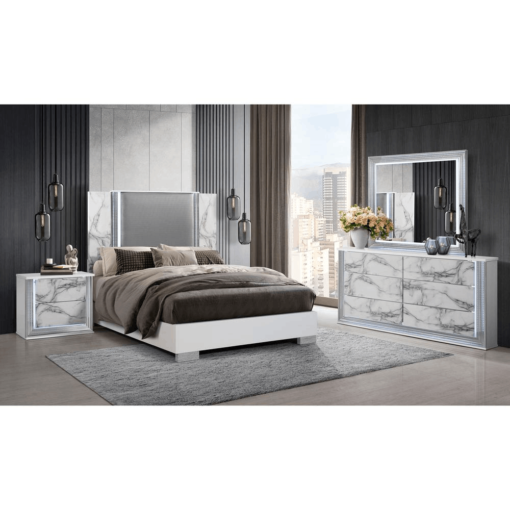 White Marble Queensize Bedroom set