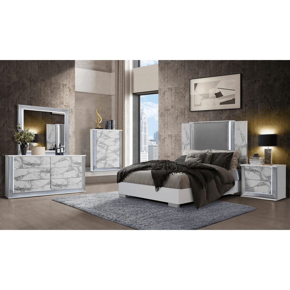 White Marble Queensize Bedroom set