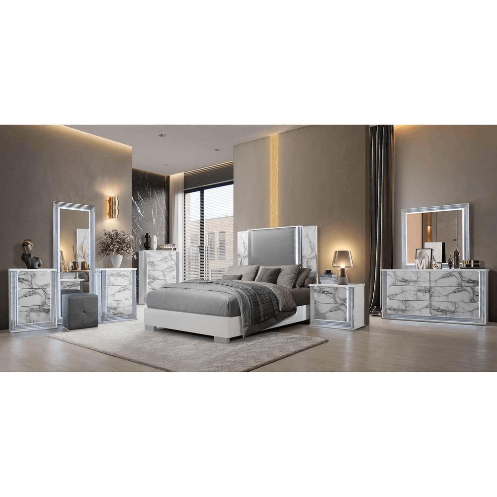 White Marble Queensize Bedroom set