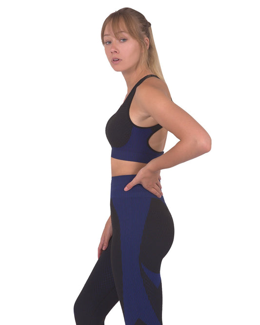 Trois Seamless Sports Bra - Black with Navy