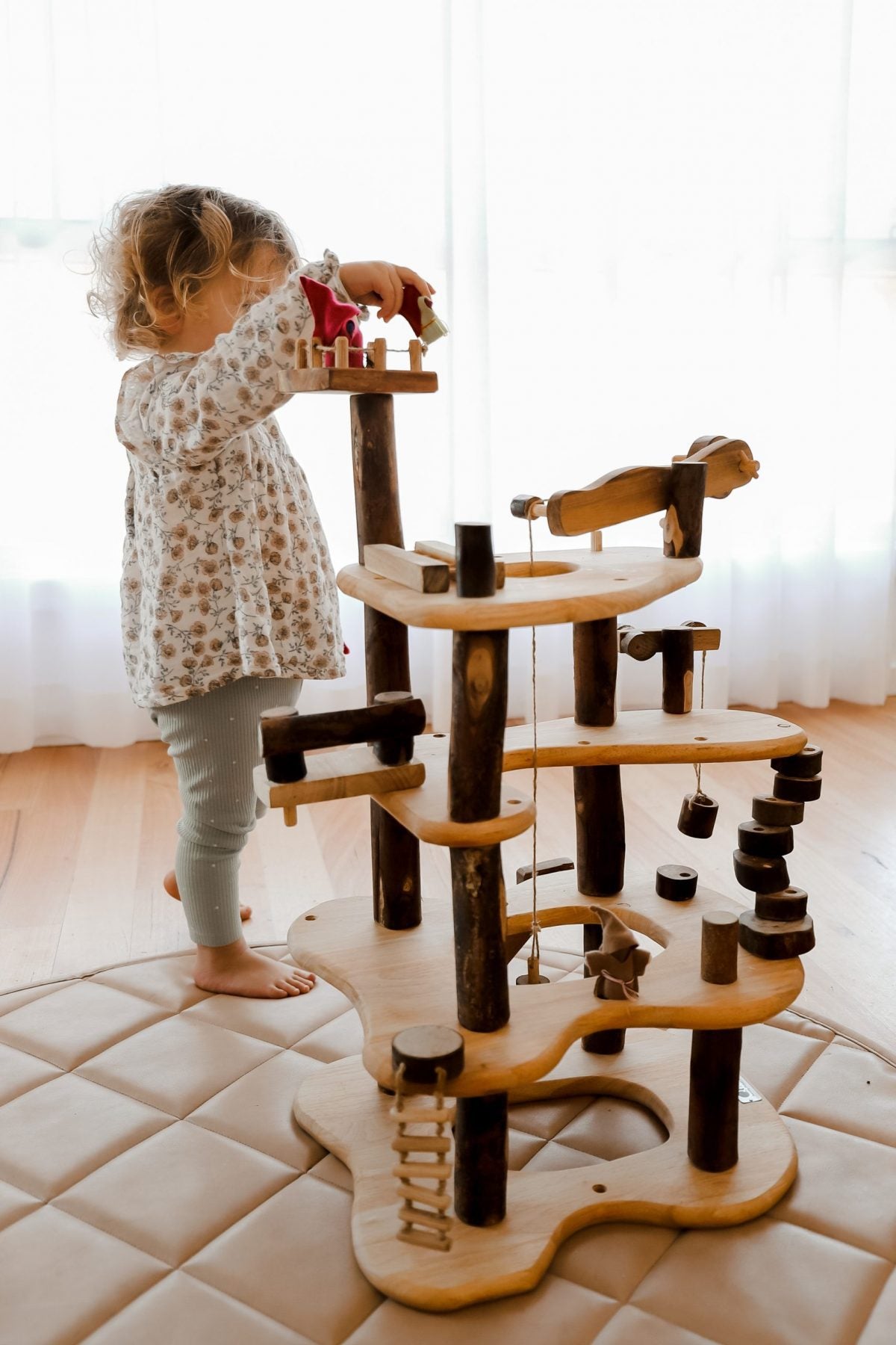 Wooden three level tree house play set