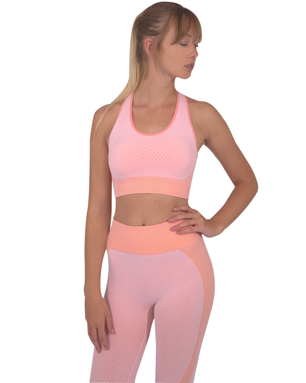 Trois Seamless Leggings & Sports Top 2 Set - Pink