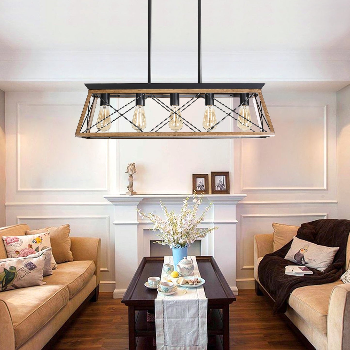 Farmhouse Chandeliers With 5 Bulbs