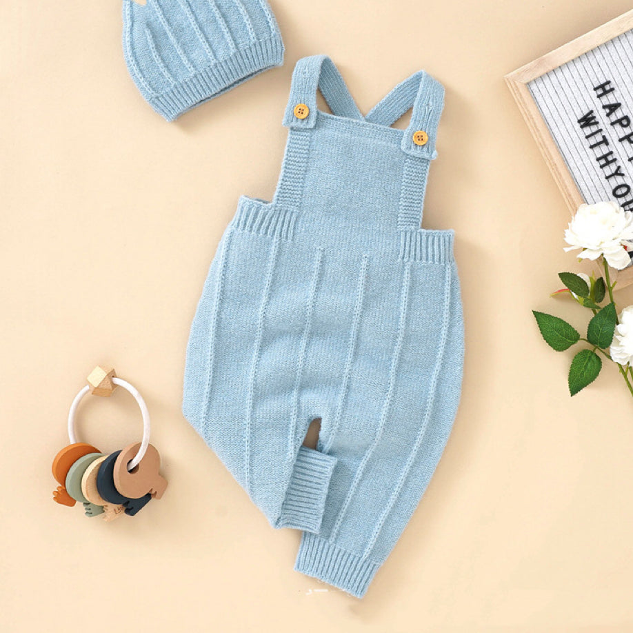 Knitted baby Sling Romper With Hat